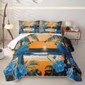 Parrot Quilts for Bed Tropical Plant Birds Bedspreads Soft Bed Summer Lightweight Comforter Palm Tree Pattern