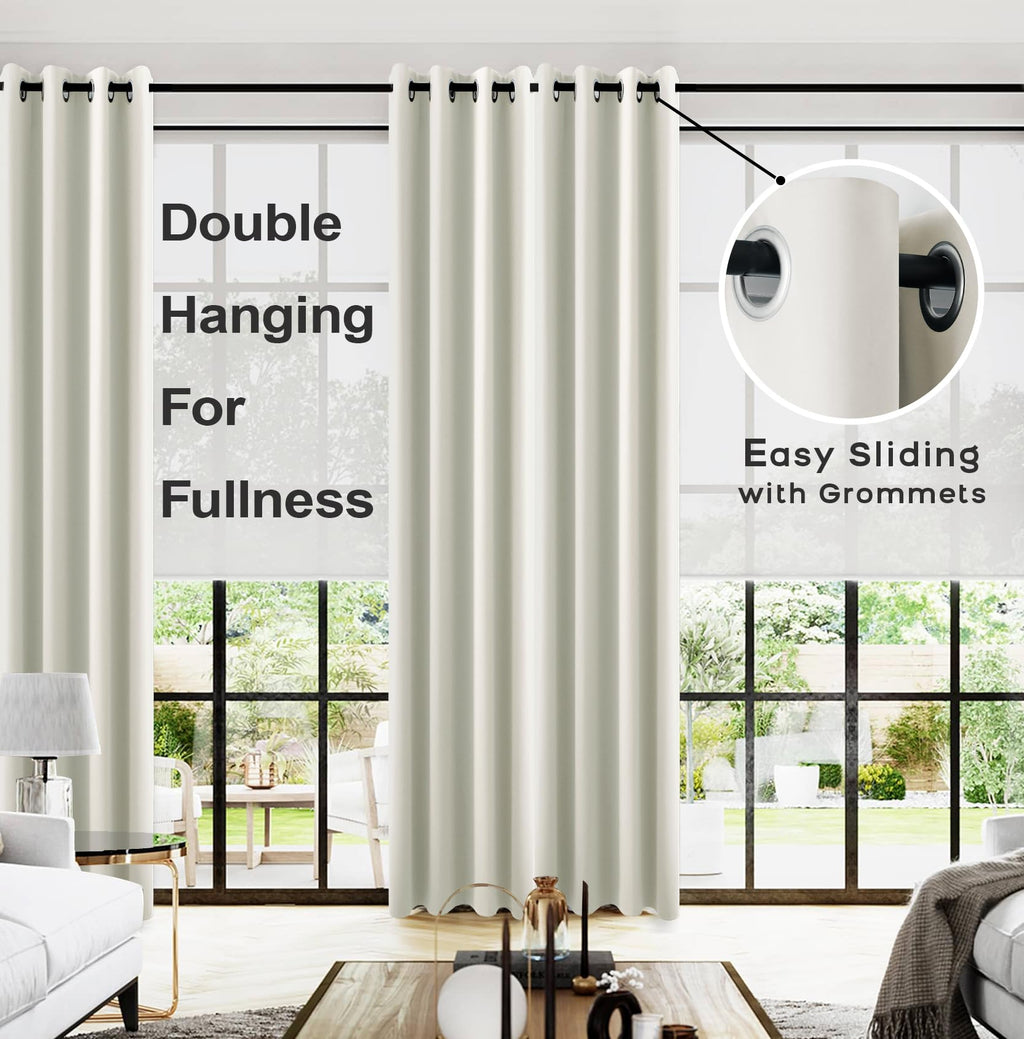 132 Inch Blackout Curtains, 11FT High Ceiling Extra Long Grommet Drapes Bedroom, 2 Panels Set, 11 FT Length 52'' W x