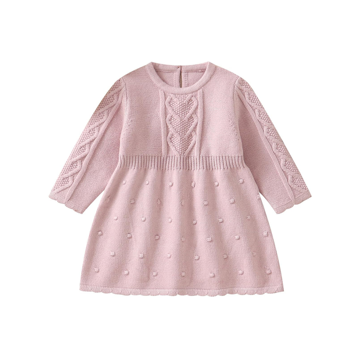 Toddler Baby Girl Sweater Dress Pompoms Long Sleeve Pink