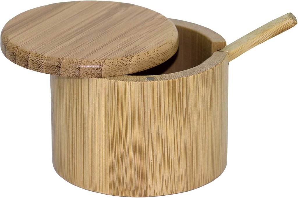 Little Dipper Salt Cellar Bamboo Storage Box with Magnetic Swivel Lid, 6 Ounce Capacity, Includes Salt Spoon