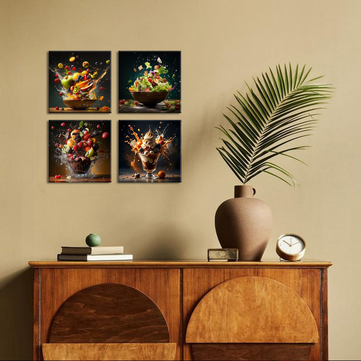 Kitchen Wall Decor Colorful Spices Seasoning Picture Dining Room Canvas Wall Art Still Life Food Fruit Posters Prints
