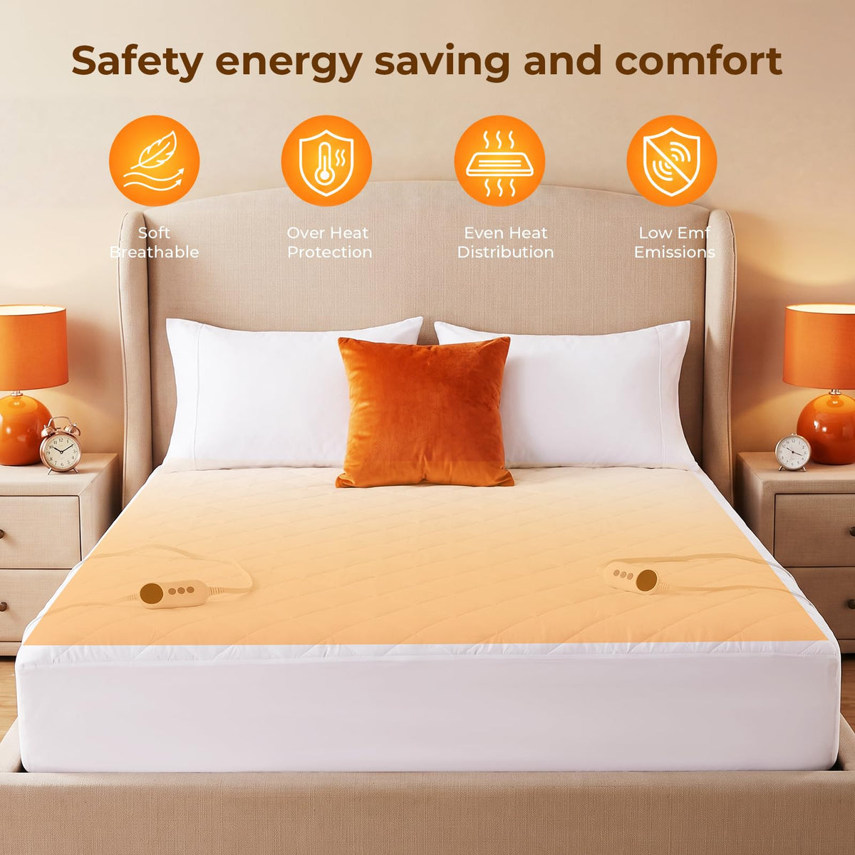 Heated Mattress Pad Electric Bed Warmer Fit up to 21" with 11 Heat Settings Dual Controller 9 Hours Auto Shut
