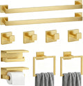 10-Piece Brushed Gold Bathroom Hardware Set SUS304 Stainless Steel, 2×23.6" Towel Bars, 2 Towel Rings, 2 Toilet Paper