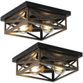 2Pack Rustic Flush Mount Ceiling Light Fixture, Modern Farmhouse Light Fixture, Kitchen Hallway Light Fixtures