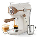 Espresso Machine, Compact Espresso Maker with Milk Frother, White