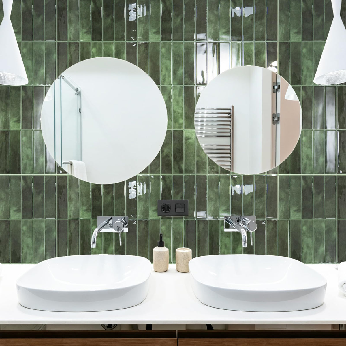 Subway Tile Peel and Stick Backsplash, 10-Pack, 11.4" x 9", Green