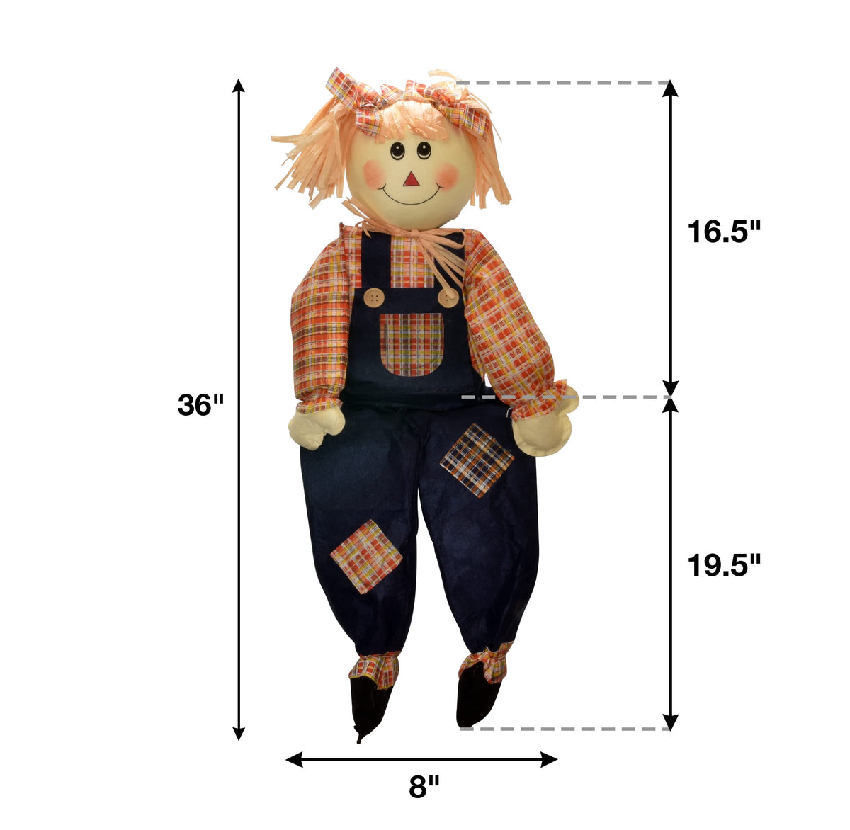 Thanksgiving Sitting Scarecrow Decor 36 Inch Large Boy Girl Fall Decoration