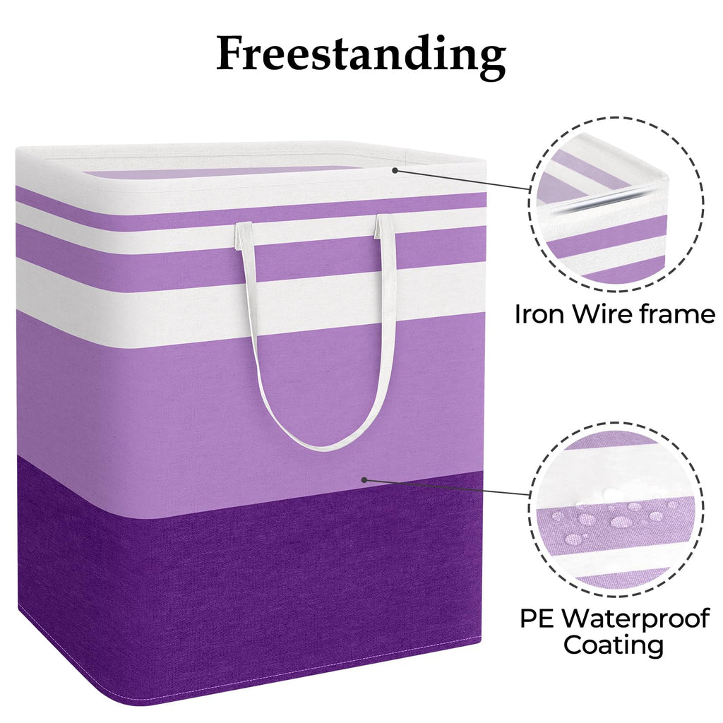 Basket Hamper, 125L Collapsible Clothes Storage, Purple