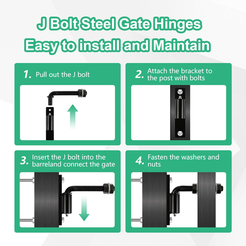 2 Packs Heavy Duty Bolt-on 5/8" J Bolt Gate Hinge, 5-inch Industrial Hinges for Large Heavy Driveway Gates Up to 600