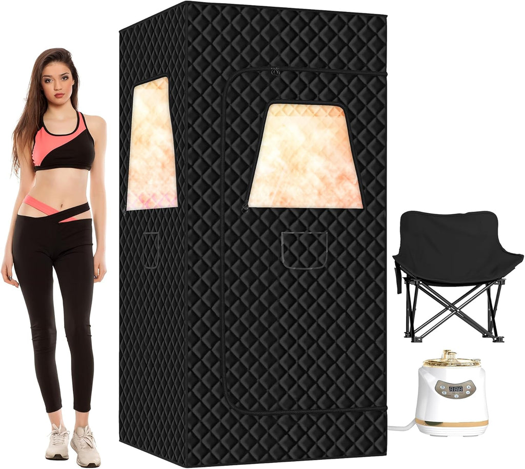 Portable Steam Sauna Box with 3L & 1500W±10%, Personal Sauna Tent with 9 Adjustable Heat Levels