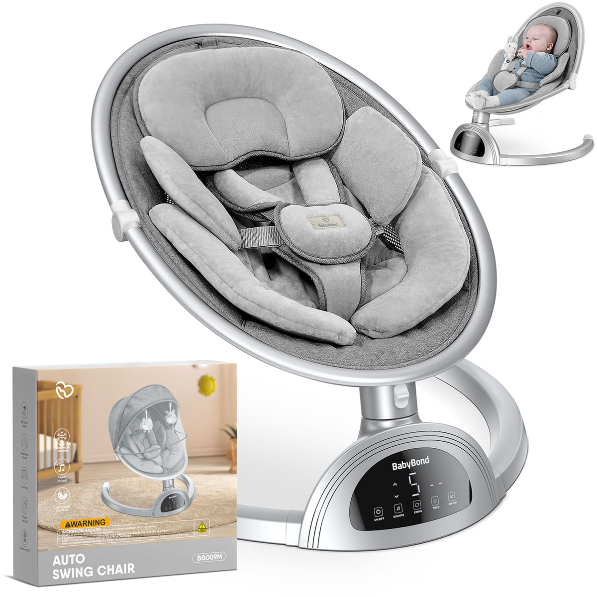 Baby Swings for Infants, Bluetooth Infant Swing with Music Speaker