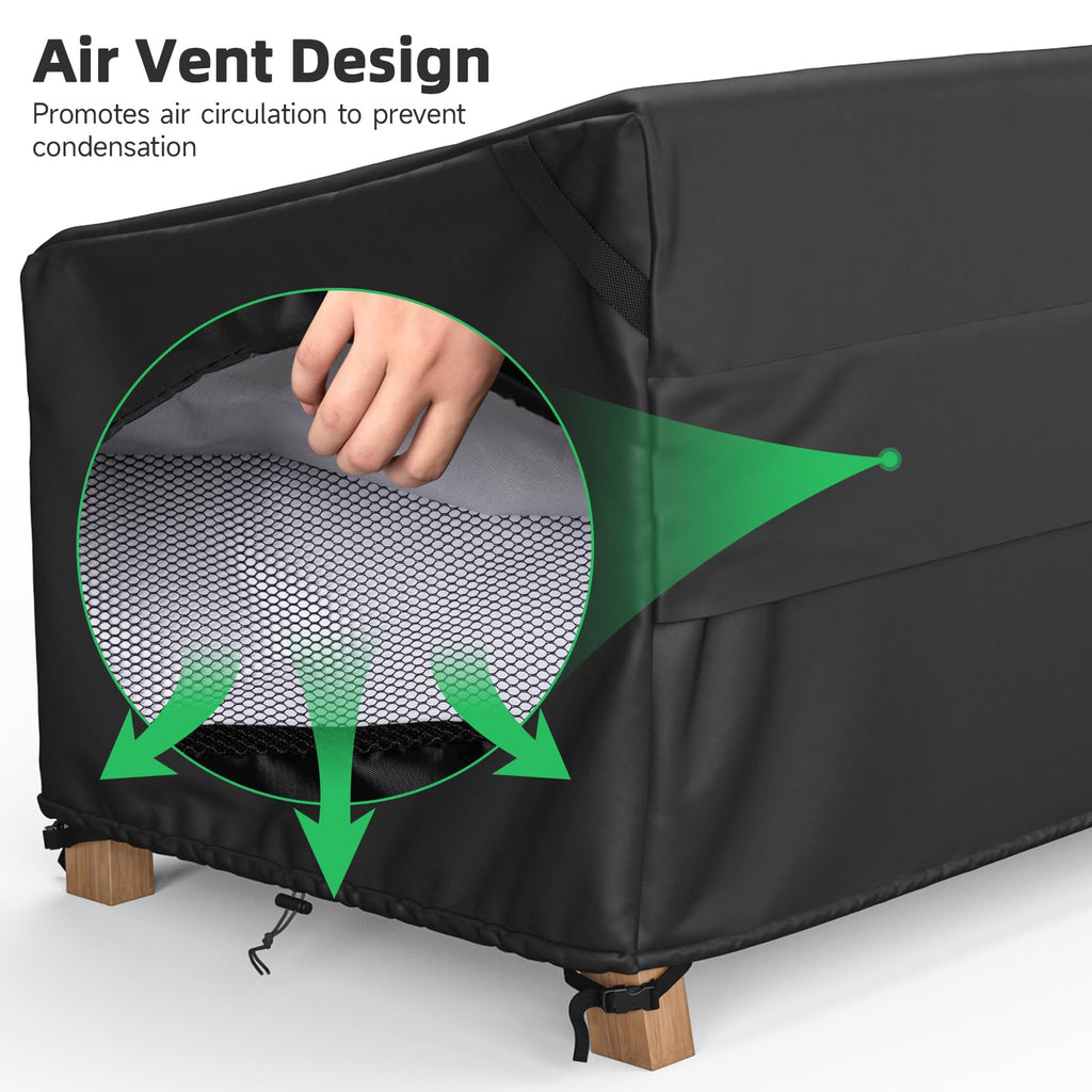 MR.COVER 3-Seater Outdoor Couch Cover, Patio Furniture Covers Waterproof, Fits up to 88W x 40D x 35H inches, with Air
