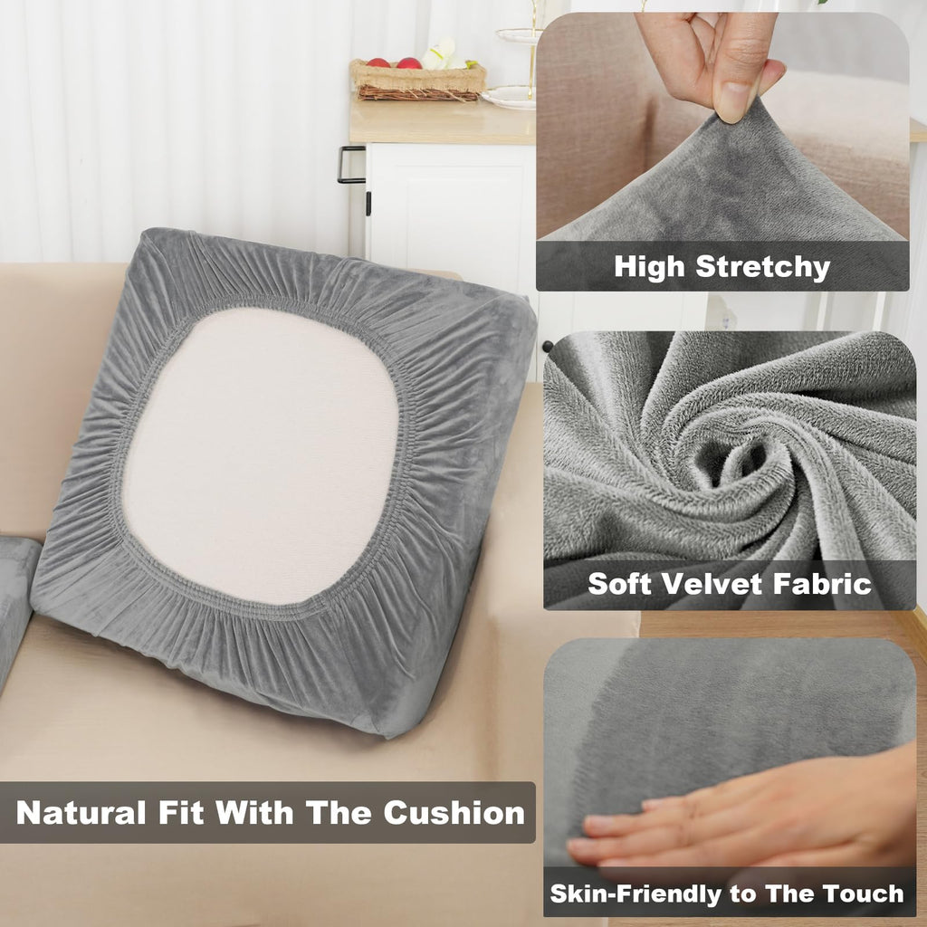 Couch Cushion Covers 1 Piece Velvet Stretch Loveseat Cover or 2 Seat Sofa Cover Soft Individual Couch Covers for