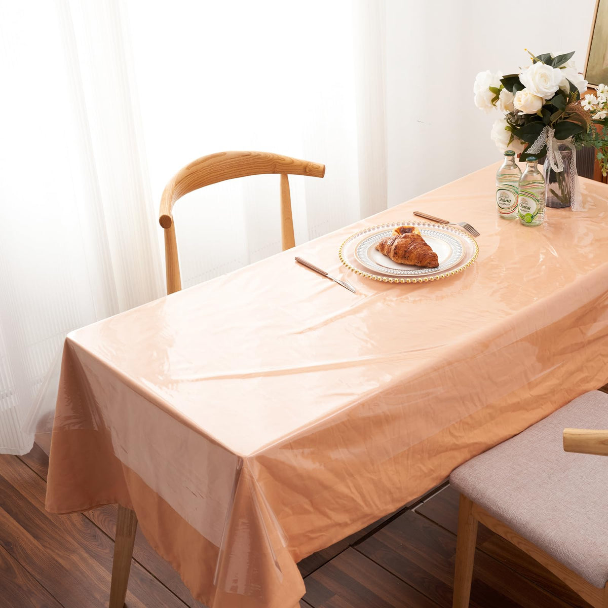 Clear Plastic Tablecloth Protector Rectangle Square 70x70 inch Waterproof Oilproof Stain Resistant Wipeable Table