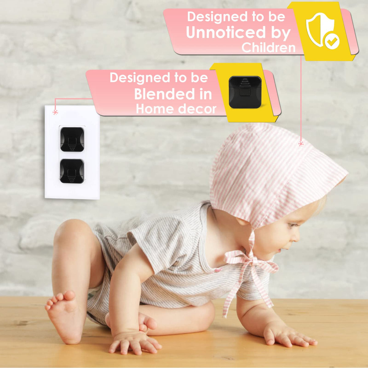 Outlet Covers 38-Pack Black Child Proof Electrical Protector Safety Improved Baby Safety Plug Covers
