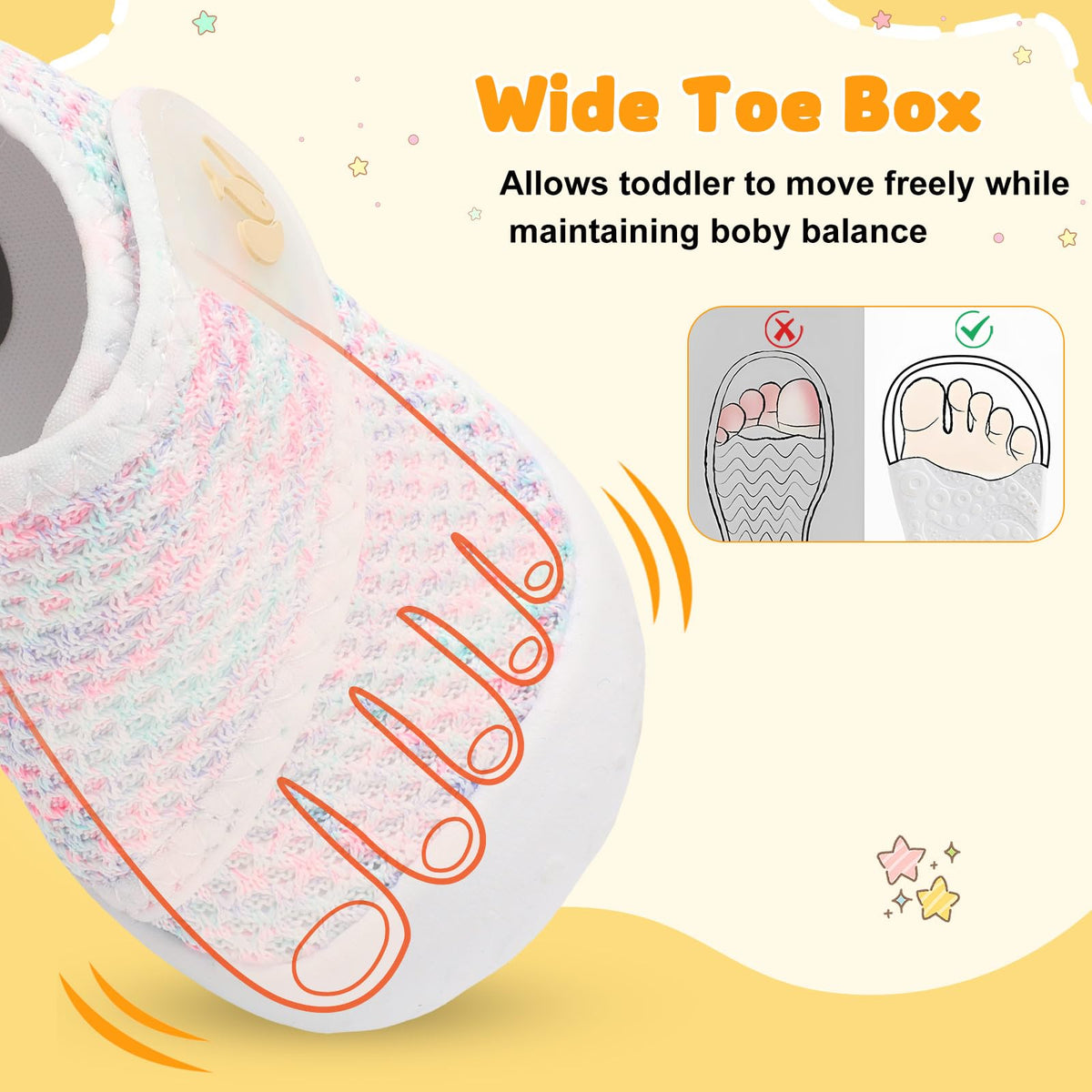 Baby First Walking Shoes Girls Boys Wide Infant Shoes Baby Slip On Sneakers Lightweight Barefoot Crib Shoe