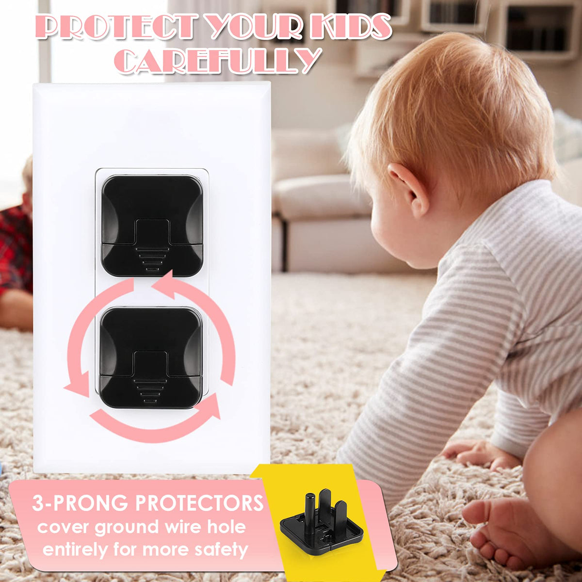 Outlet Covers 38-Pack Black Child Proof Electrical Protector Safety Improved Baby Safety Plug Covers