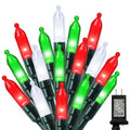 Red Green White Christmas Mini Lights, 32.5FT 100 LED Clear Bulbs String Lights with 16 Light Modes, Fairy Lights
