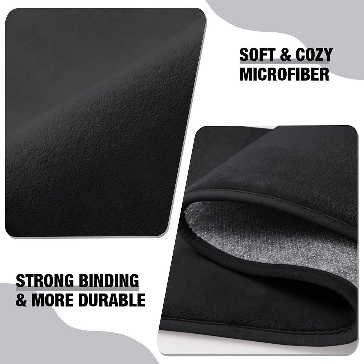 Black Memory Foam Bath Mat Long 24x60 Bathroom Runner Rug Non Slip Washable | Soft Absorbent Microfiber Bathroom
