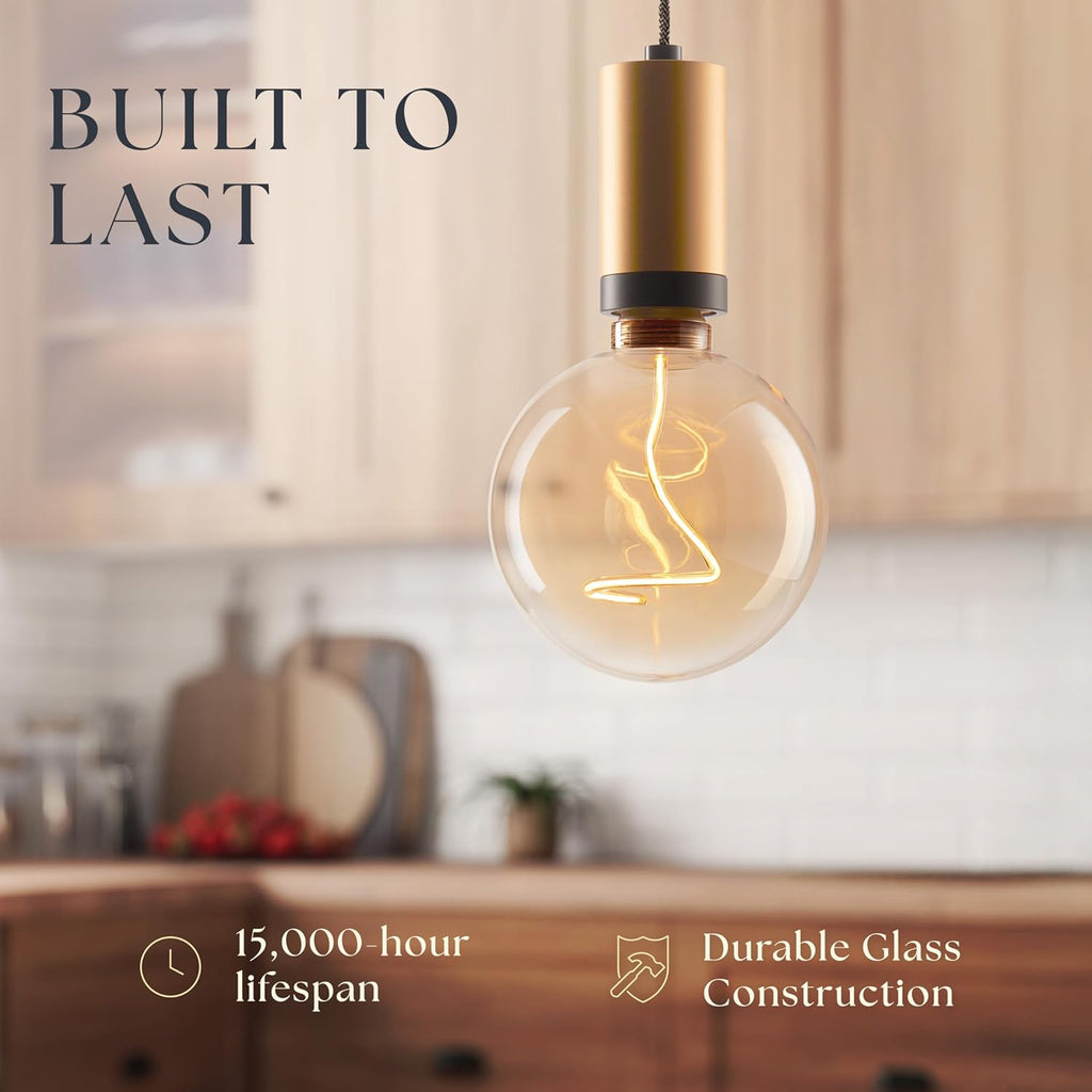 Decorative Oversized LED Filament Edison Light Bulb - 240 Lumen, 4.9W, Dimmable, 2000K Warm White, Medium E26 Base