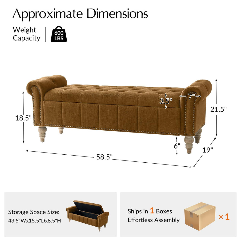 Farmhouse Storage Bench, Golden