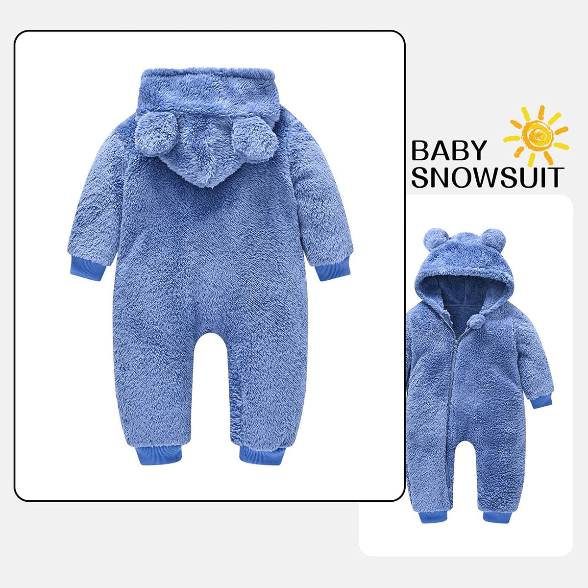 Baby Fleece Jumpsuits 12 Infant Bear Snowsuit Bodysuit Cartoon Newborn Hooded Romper Warm Coat