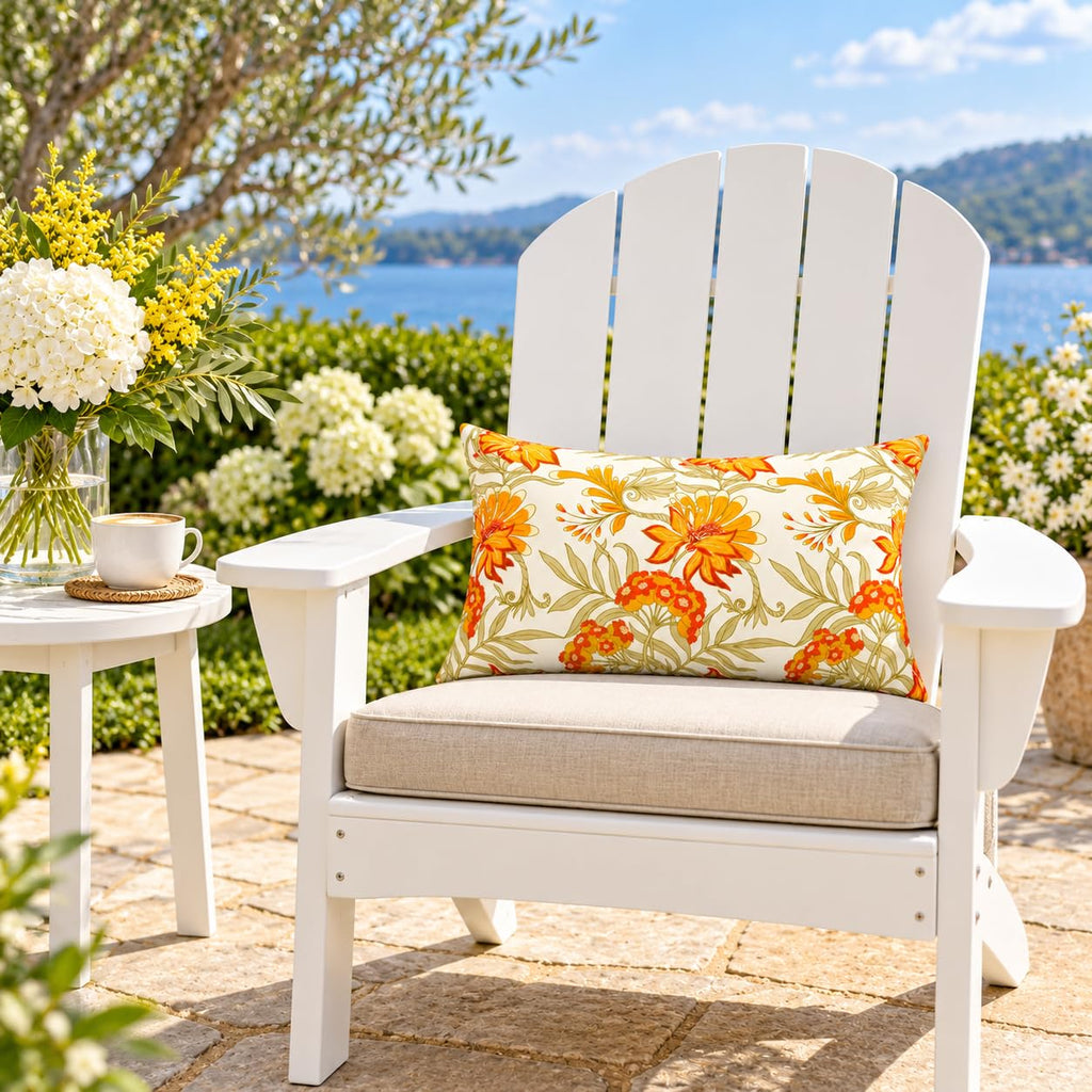 Outdoor Lumbar Pillows 12"x20" Waterproof Patio Pillows with Inserts