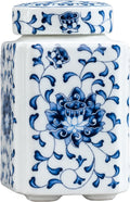 200 ml Small Ceramic Tea Canister with Lid, Decorative Chinoiserie Ginger Jar with Cork Stopper Countertop Decor
