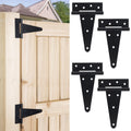 6 Inch T-Strap Gate Hinges, Heavy Duty Shed Barn Door Hinges, Black Tee Hinges for Wooden Fence, Yard Gate, Wrought