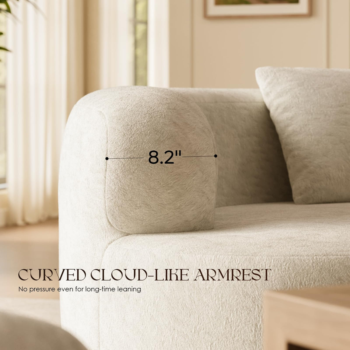 110 Boneless Sectional Couch Modern Curved Cream White