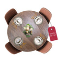 Deluxe Elastic Edged Flannel Backed Vinyl Fitted Table Cover - Woodgrain (Oak) Pattern - Large Round - Fits Tables up