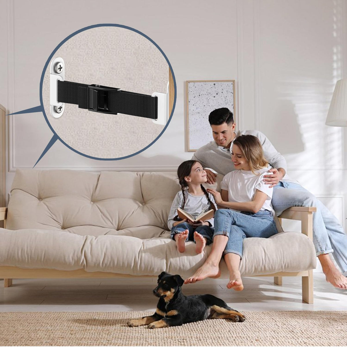 Furniture Anchors(2 Sets)for Baby Proofing Removable Anti Tip Furniture Anchors Adjustable Furniture Wall Anchor