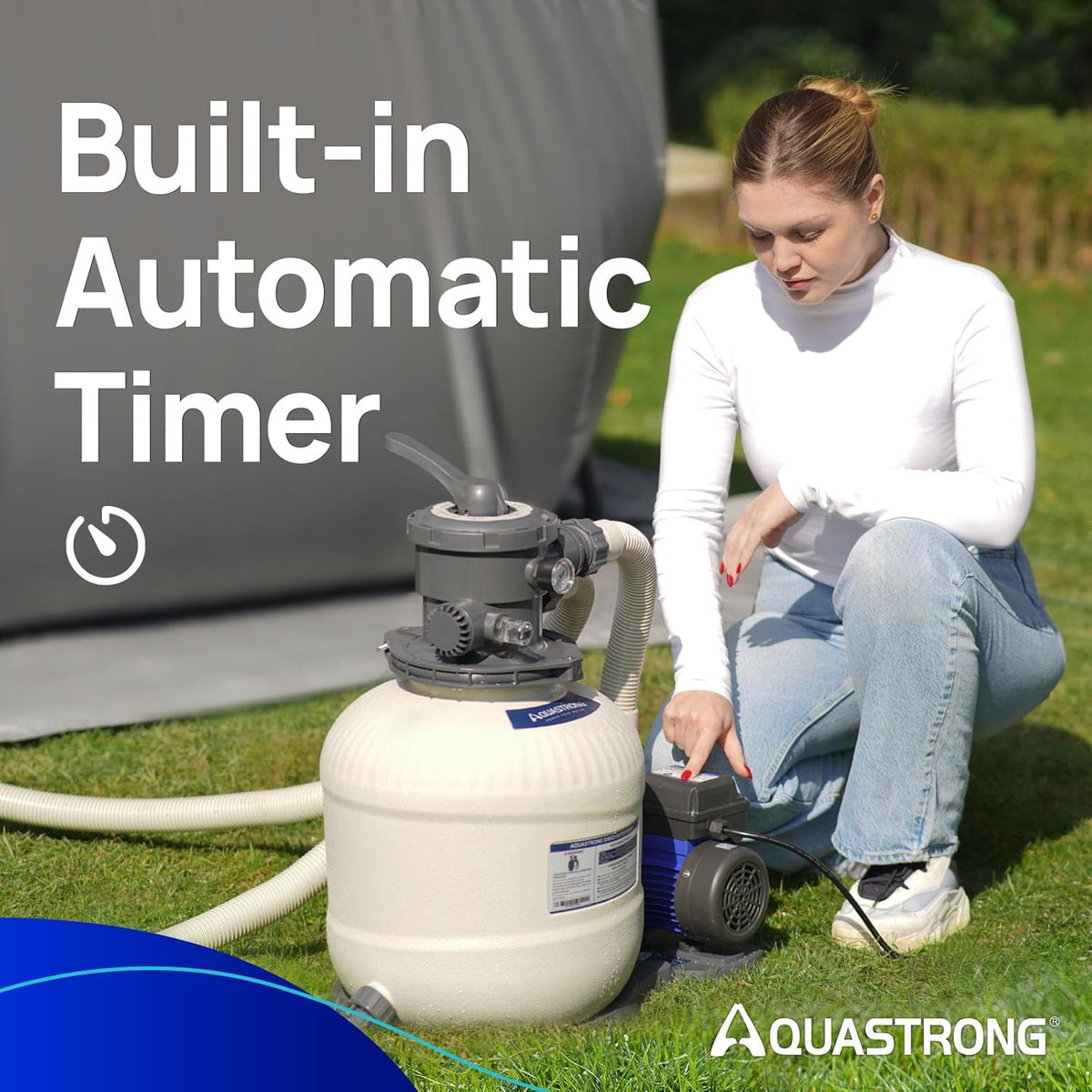 14in Sand Filter Pump for Above Ground Pool with Timer, 2/3 HP Pool Pumps Above Ground 3000 GPH for Pools up to 13000