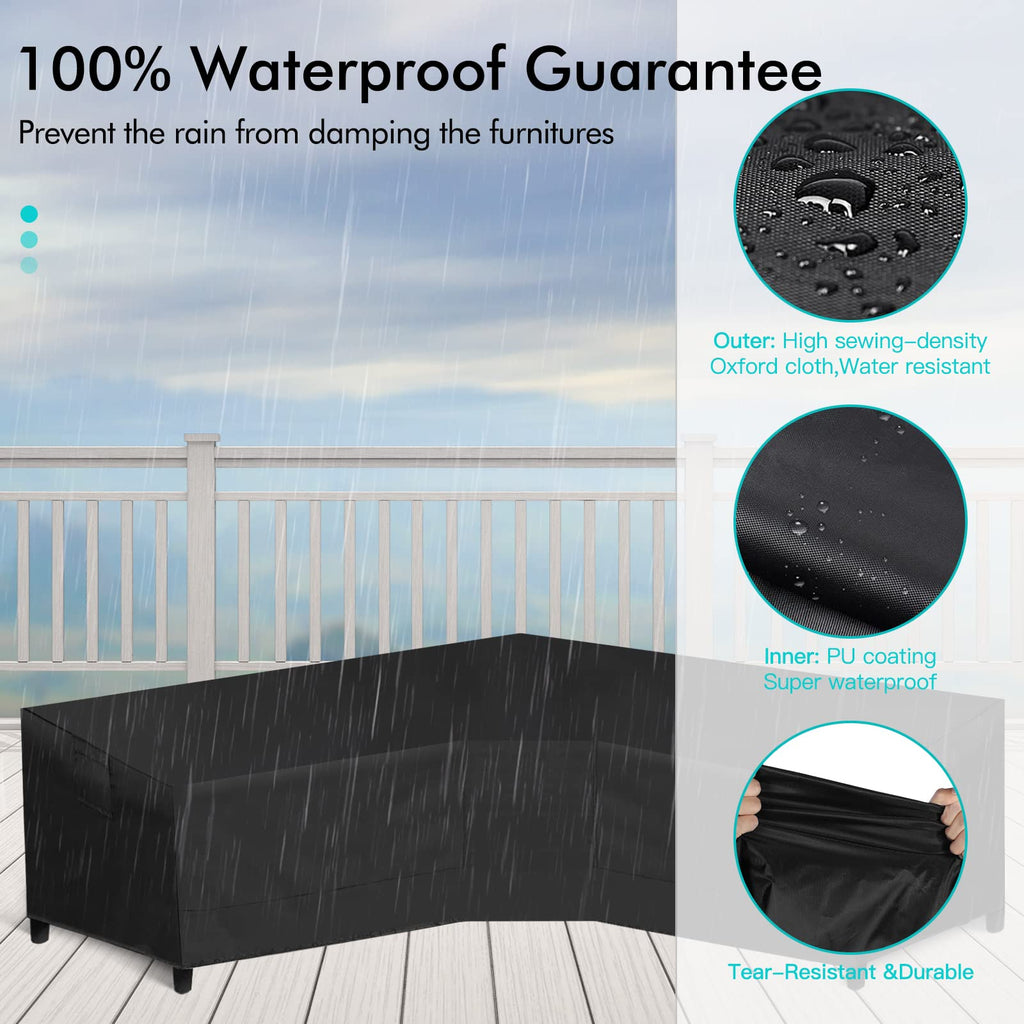Patio V-Shaped Sectional Sofa Cover Waterproof, Heavy Duty Outdoor Sectional Couch Cover, Lawn Patio Furniture Cover