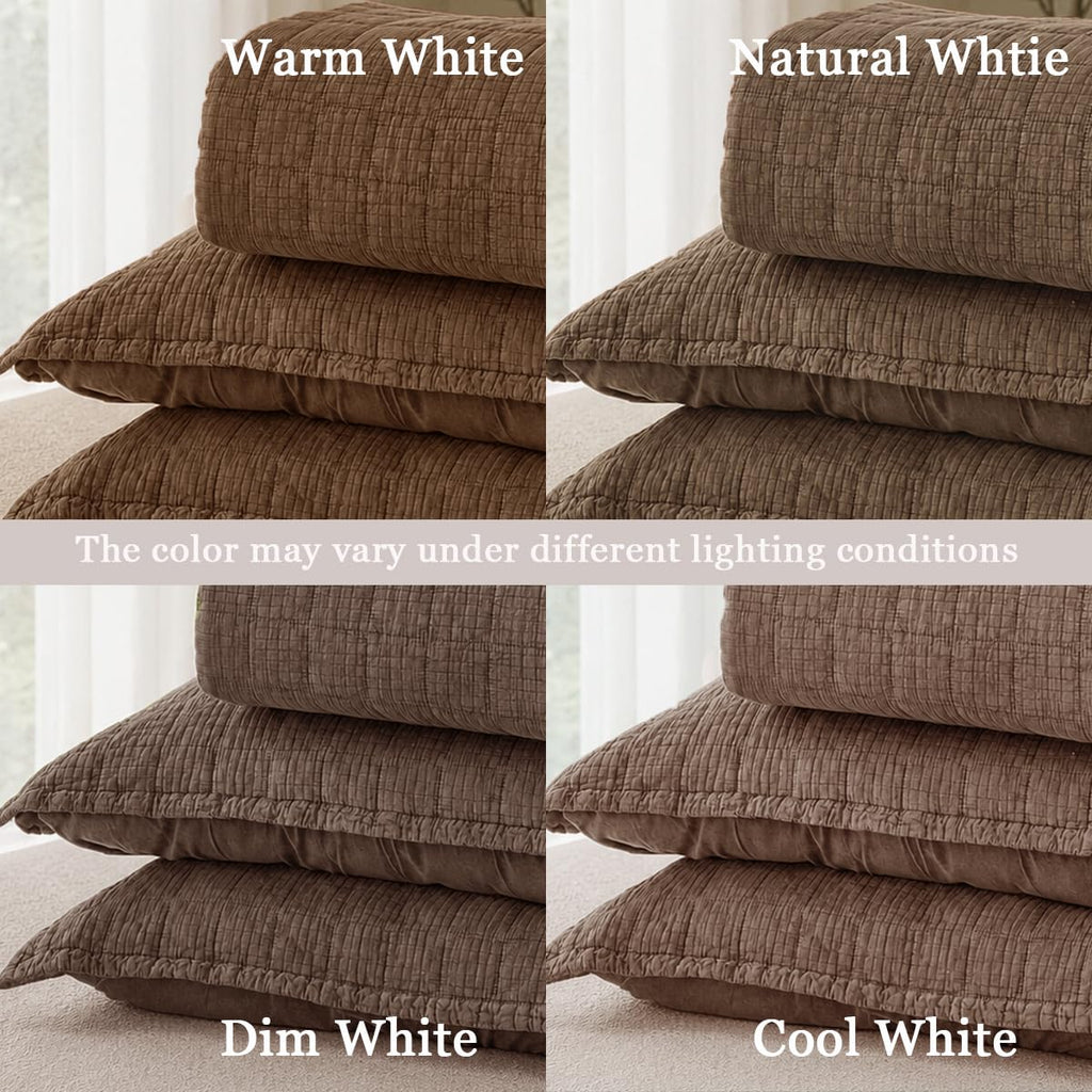 Pre-Washed Cotton Quilt Set 98x106 Waffle Textured