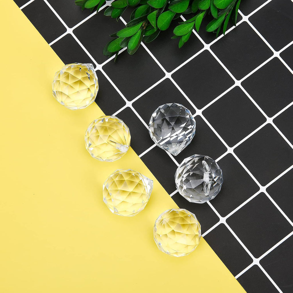 Clear Crystal Sun Catcher Suncatcher Prism Ball with Metal Chains - 6 Pack, 1.18"/30mm, Rainbow Pendant Maker