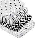 4 Pcs Black and White Crib Sheets for Baby Microfiber Baby Bassinet Soft Sheets Crib 52" x 28" for Standard Cribs