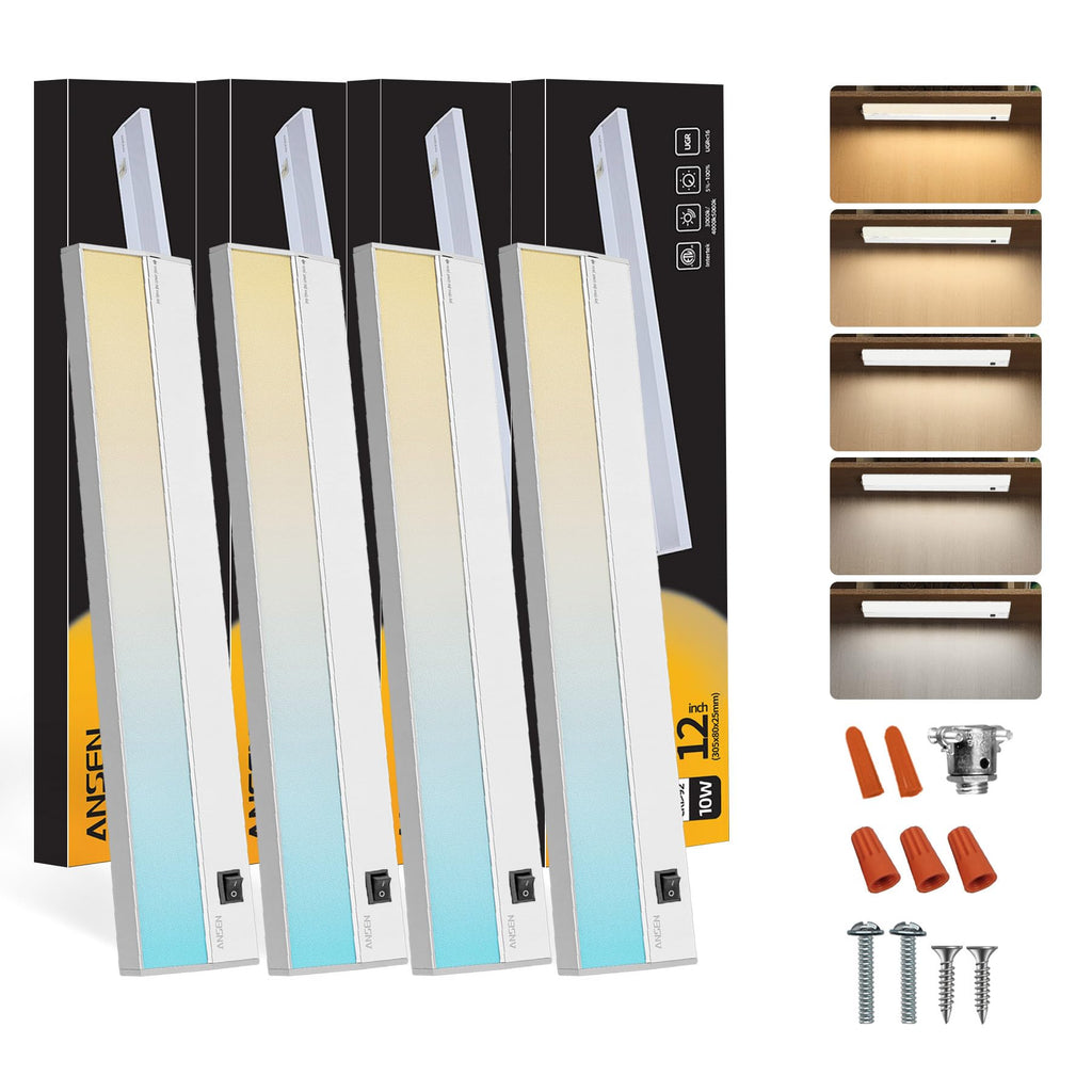 Of Under Cabinet Lighting Hardwired, 12IN 10W 666LM, Dimmable Led Light /Bar/Closet, CRI>92, R9>90, 5 Color