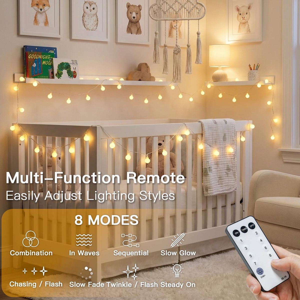 Globe String Lights Indoor, 43 FT 100 Led Fairy Lights Plug in