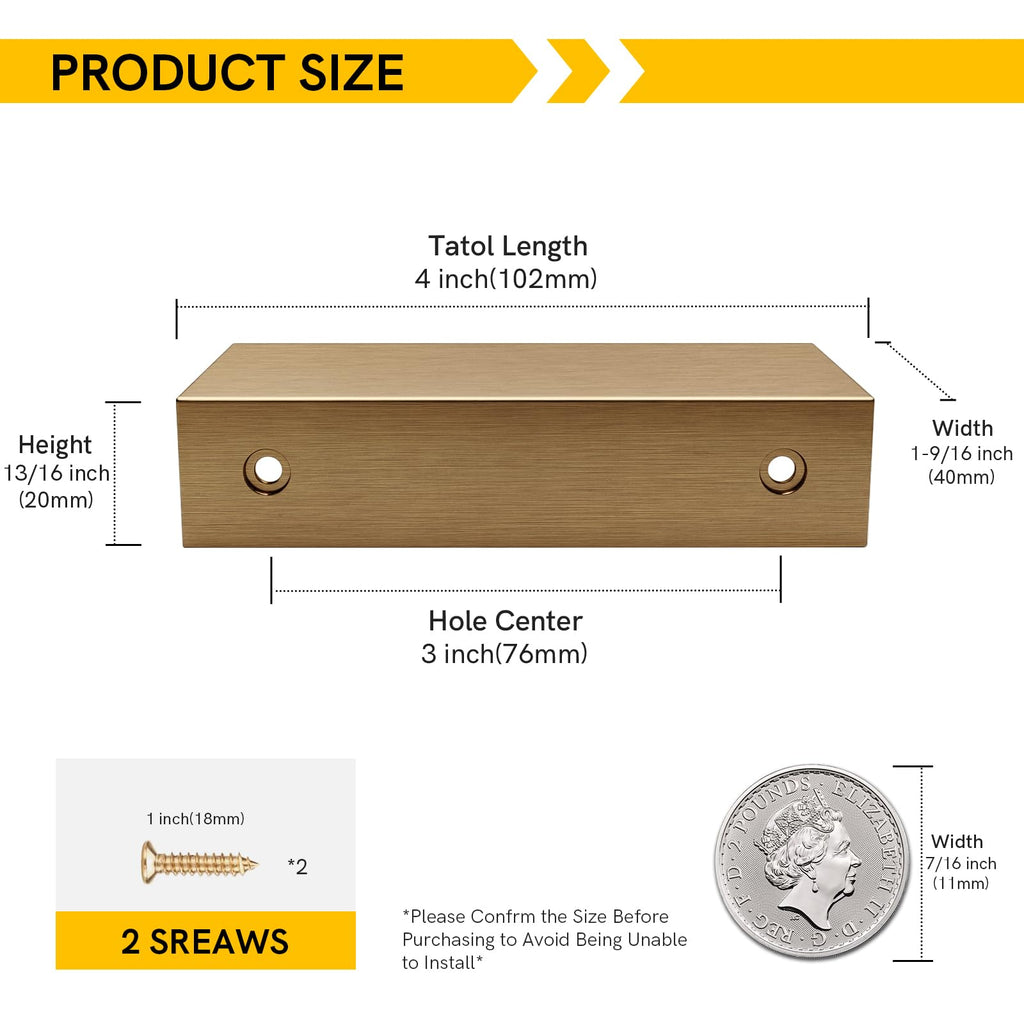 Drawer Handles Champagne Bronze Cabinet Pulls 3 inch 20 Pack, Finger Pulls for Cabinet Edge Pulls, Aluminum Alloy