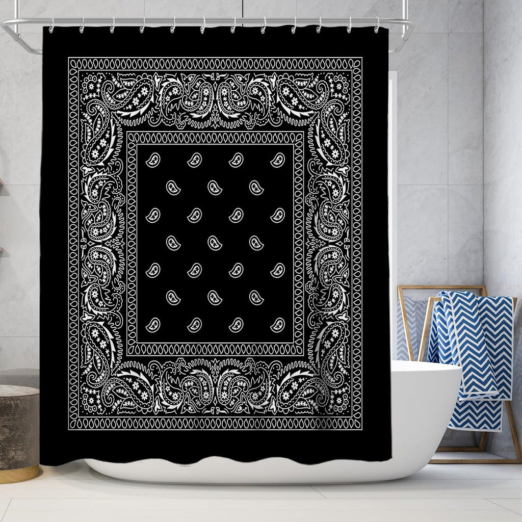 Shower Curtain Black and White Mandala Waterproof Shower Curtain Cloth Fabric Bathroom Decor with Hooks Dormitory