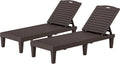 Outdoor Chaise Lounge Chair, Plastic Pool Chaise Lounge with 5-Position Backrest, Easy Assembly & Waterproof &