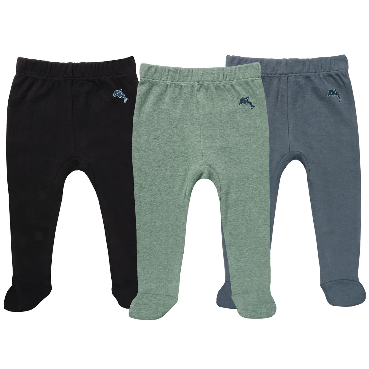 Newborn Boys' Girls' Pack Cotton Pull-On Baby Footed Pants, Solid Color Leggings Pants