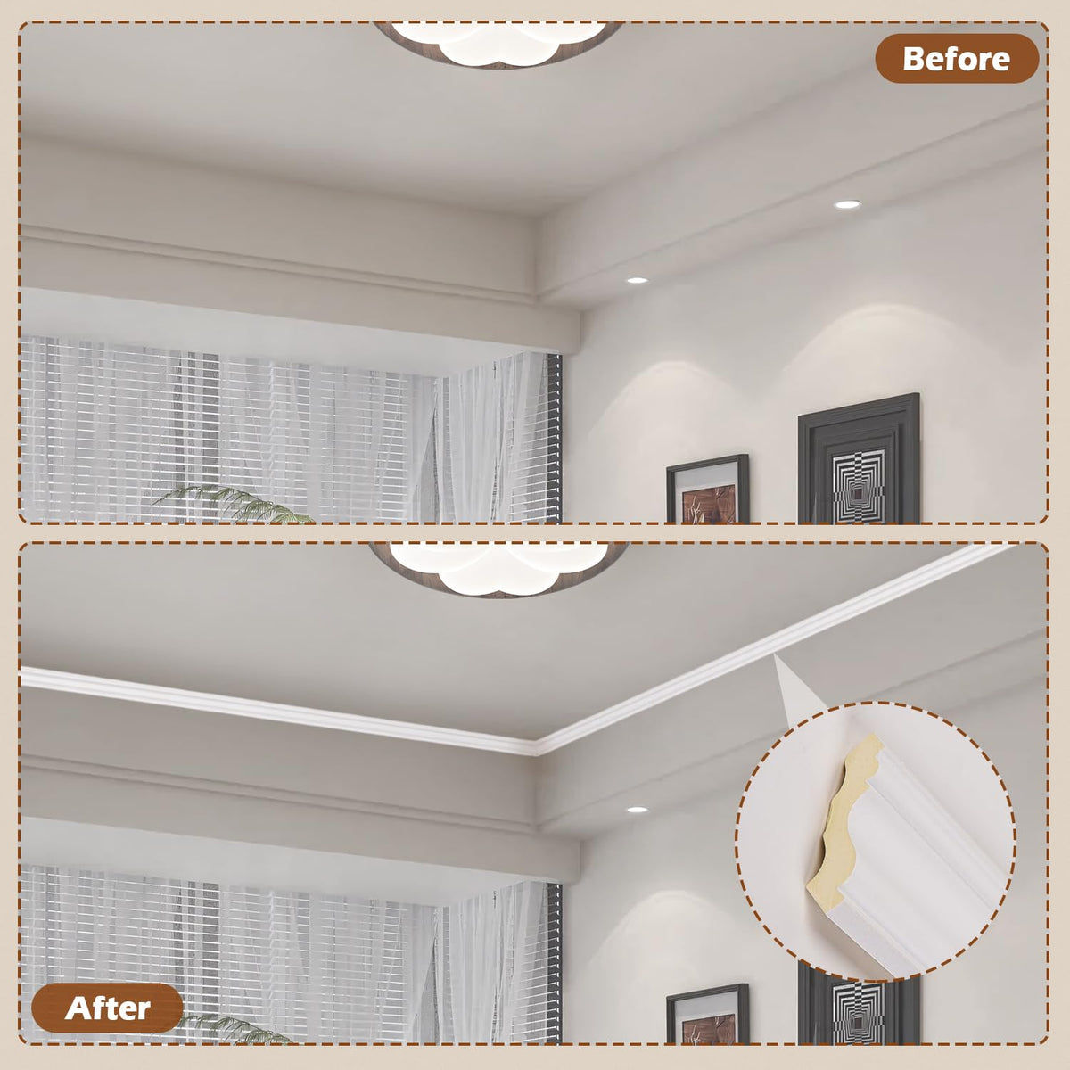 10-Pcak Ceiling Crown Molding Trim,Crown Molding Total Length 40 Ft,Lightweight High-Impact Polystyrene Decorative
