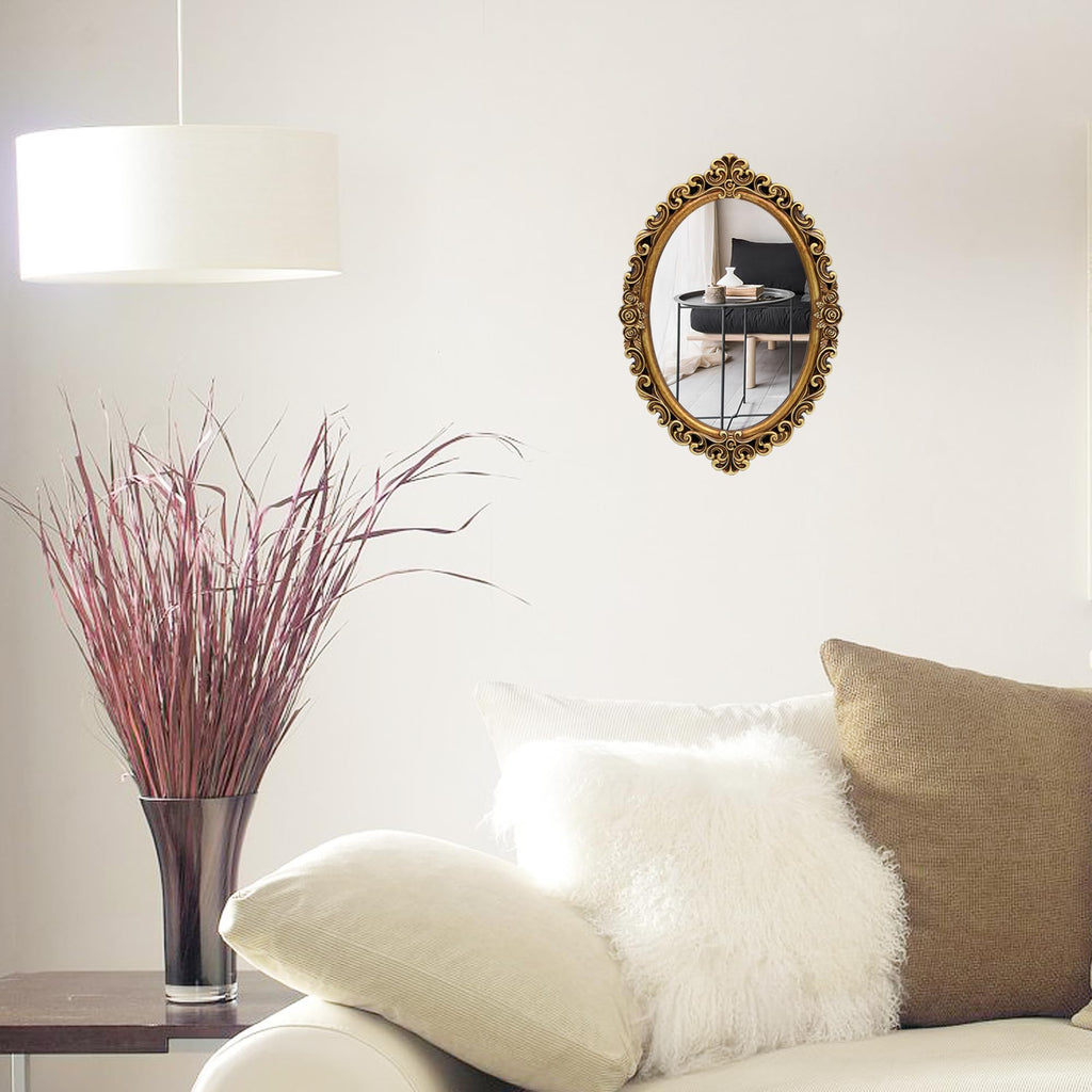 Small Oval Wall Mirror Resin Frame Size:15 x 10.7 inch