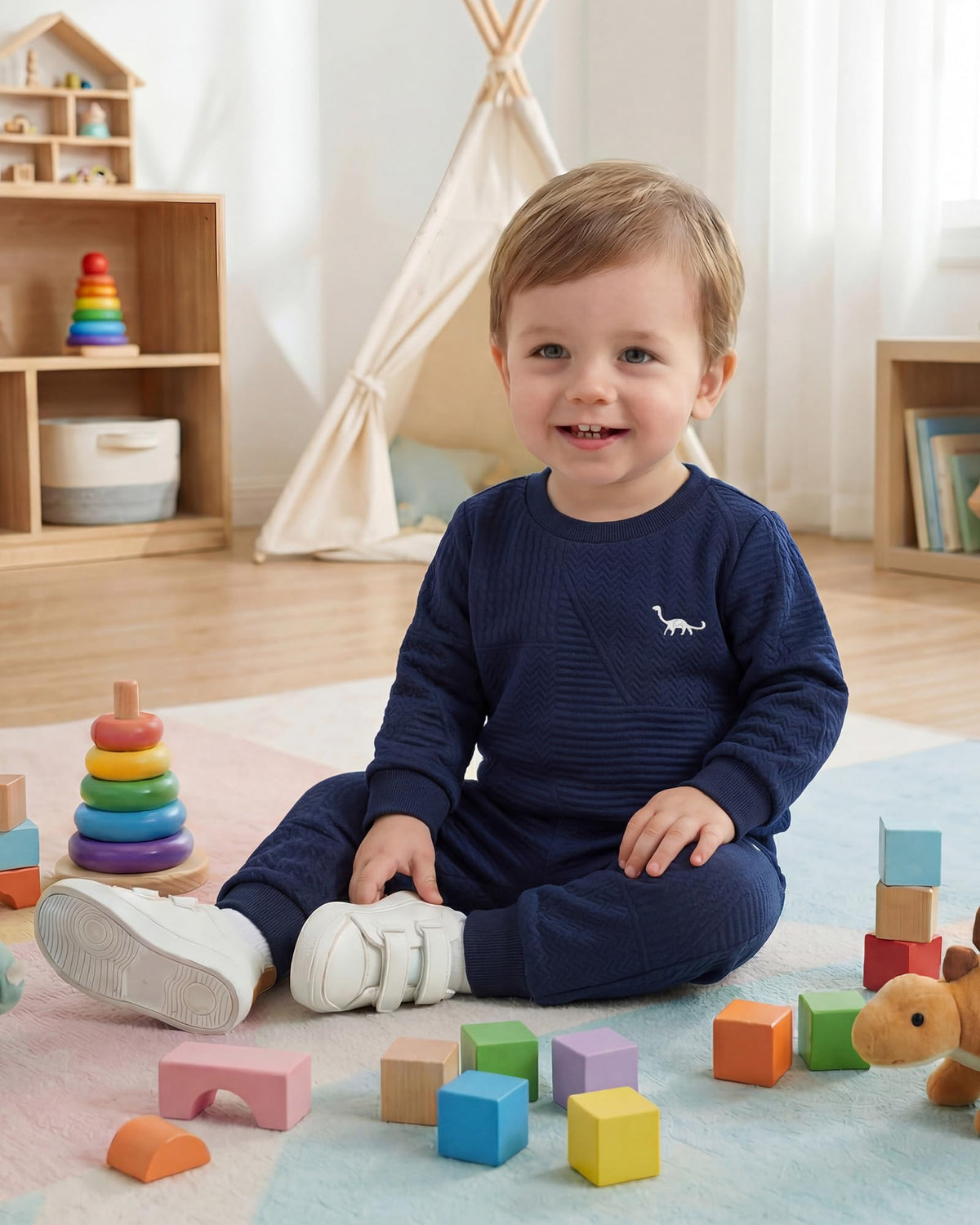 Baby Boy Clothes Toddler Sweatsuit Fall Outfits Set Navy Blue