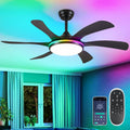 46" Black Indoor/Outdoor Flush Mount Ceiling Fan with Light & Remote