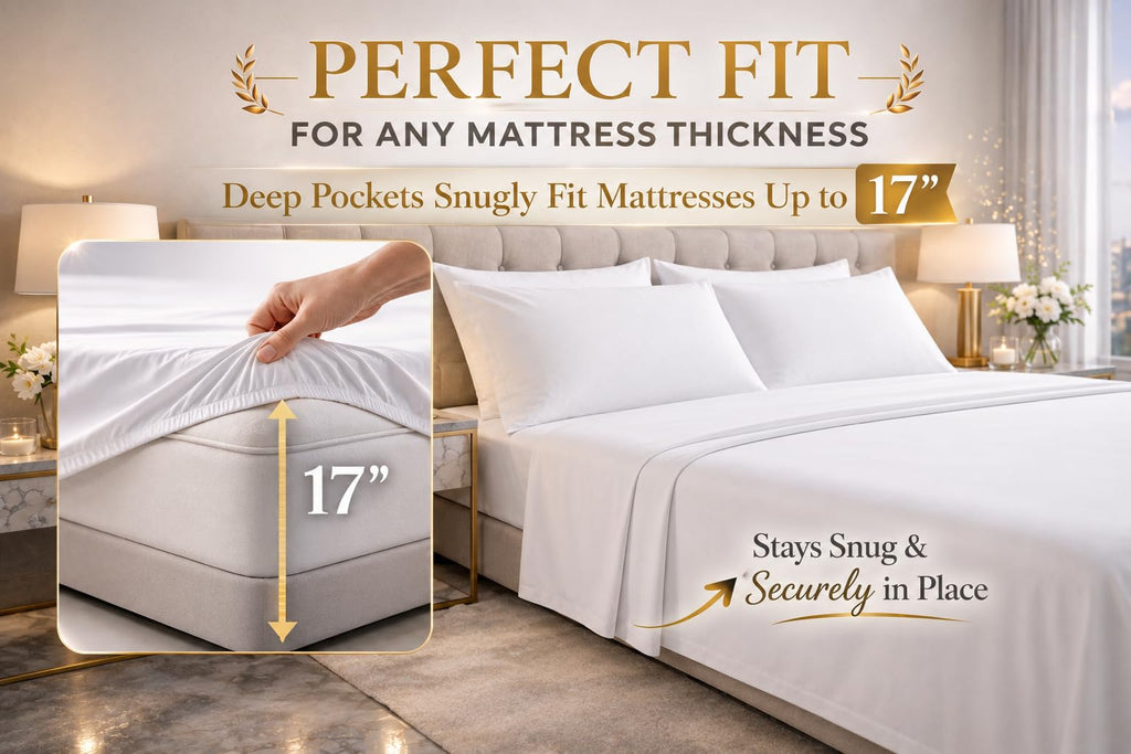 Esencia 100% Egyptian Cotton Sheets King Size - 1000 Thread Count Luxury Hotel Sateen Weave Sheet Set, Soft &