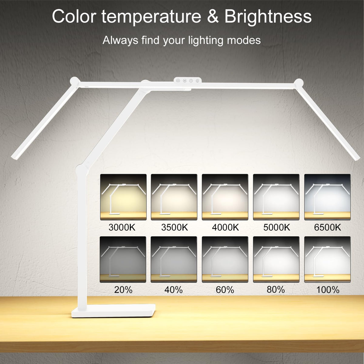 36 W 3000 LM Ultra Bright Architect Desk Lamp with Base, 47.4 Inch Wide Tall Overhead Desk Light, Dimmable Table