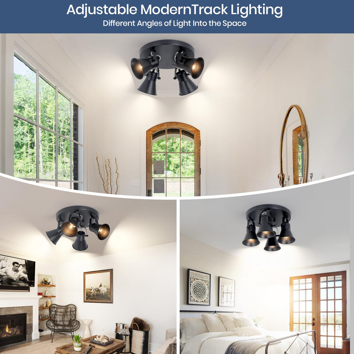 Kitchen Lighting Fixtures Ceiling, Adjustable Track Lighting Fixtures, Morden Black Directional Ceiling Light